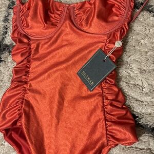 Boamar Red Ruched One-Piece Swimsuit